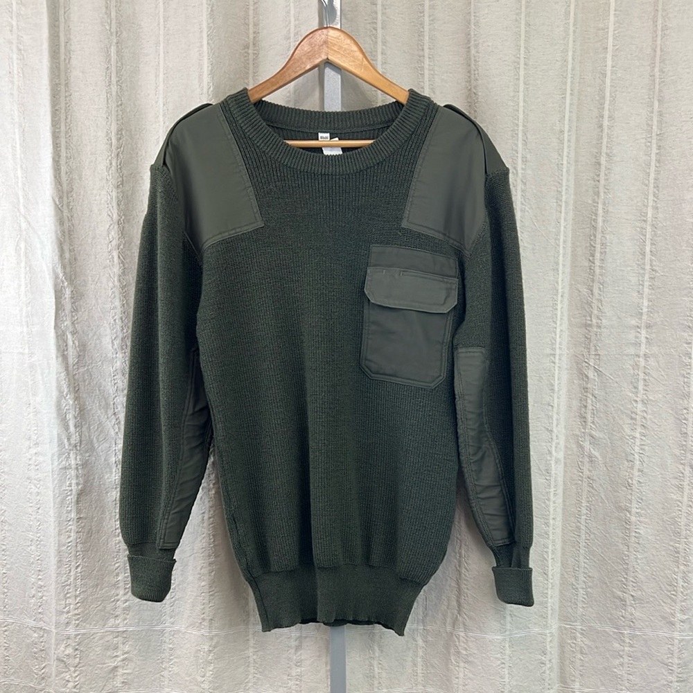 Men's OD Green Commando Sweater with Pocket Detail